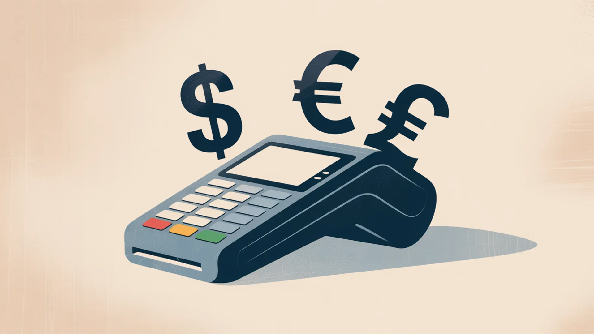 Minimal illustration of card terminal and currency symbols