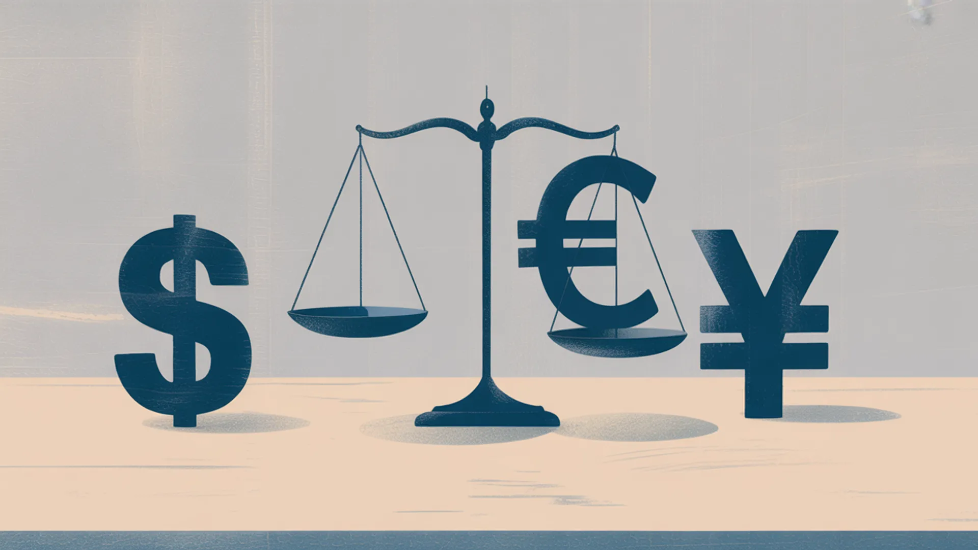 Minimal illustration of multiple currency symbols and balance scales