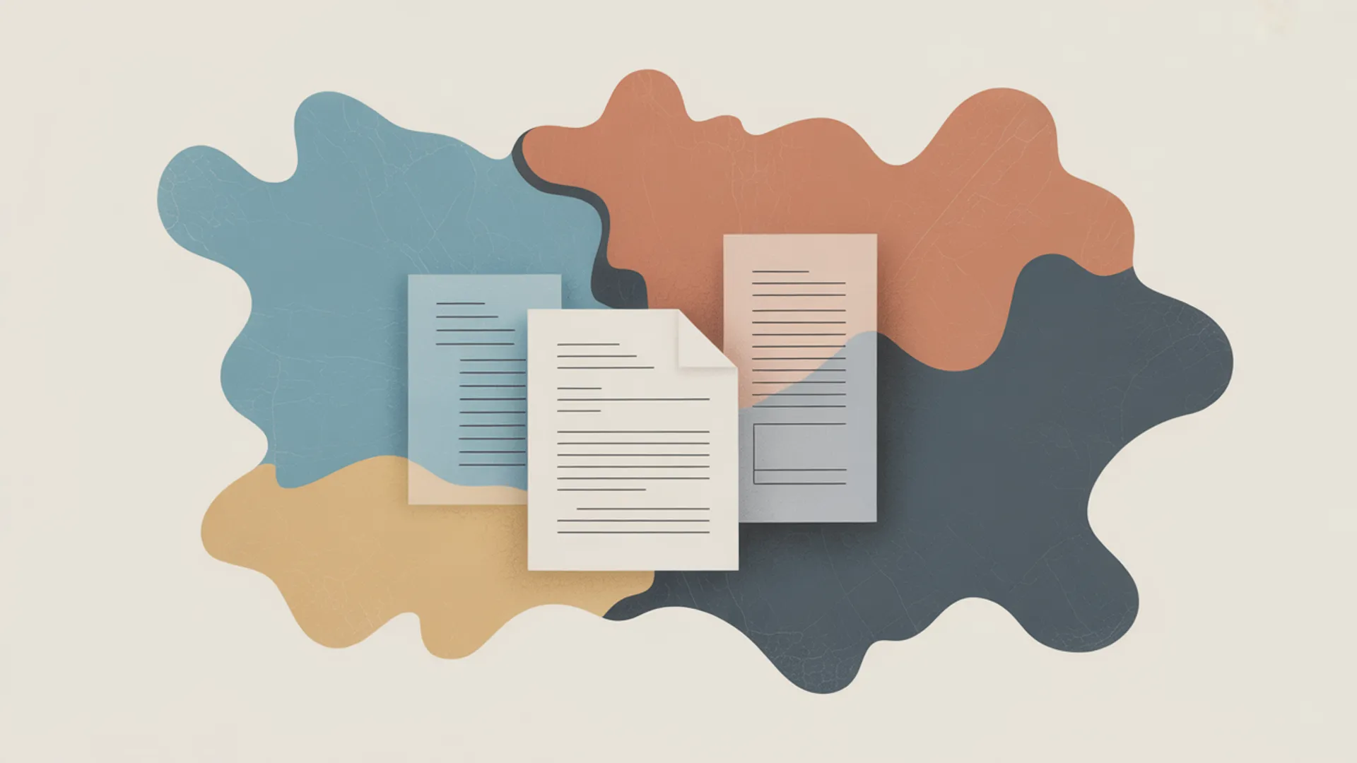 Minimal illustration of multiple country flags and document shapes