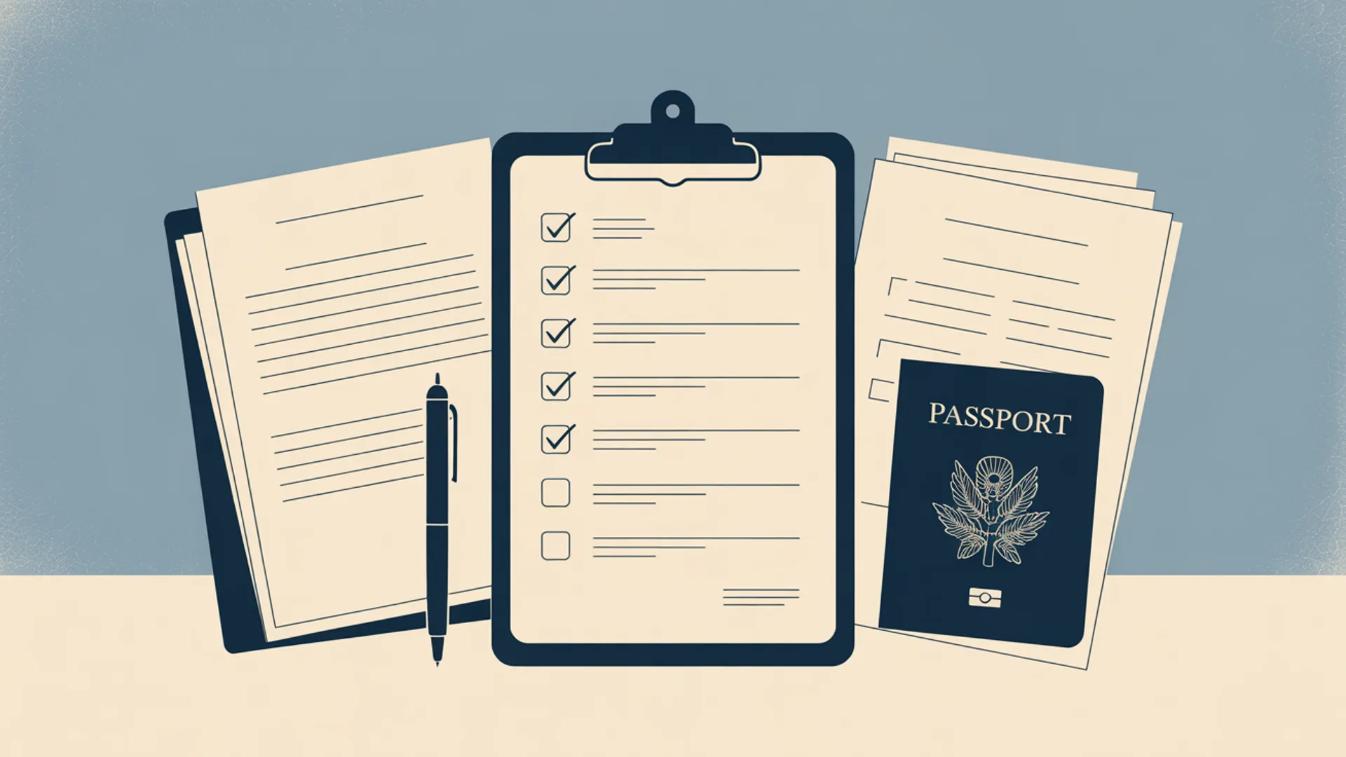 Minimal illustration of documents and verification checklist
